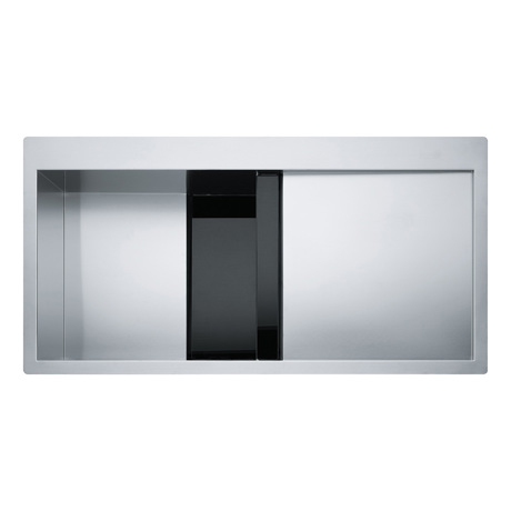 Chiuveta Franke Crystal line 127.0306.386 CLV 214, 1 ½ B 1D, 1000x512, Picurator dreapta, Inox+ finisaj cristal negru