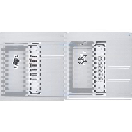 Chiuveta Franke Mythos Fusion 114.0156.988 MTF 651-100, 1000 x 515mm, Picurator dreapta, 2 cuve, Fragranit, Alb