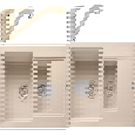 Pachet Franke 114.0491.669 chiuveta fragranite MRG 651-78 Avena114.0486.725, 780x500mm, 1 ½B ½D, tehnologie Sanitized + Baterie Franke Novara Plus avena 115.0470.654