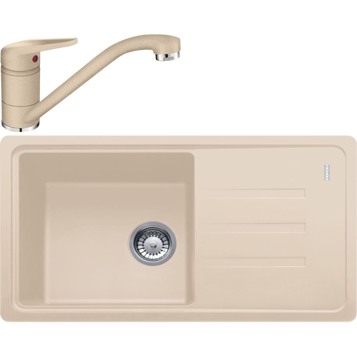 Pachet Franke 114.0491.716 chiuveta fragranite BSG 611-78 avena 114.0377.718, 780x435mm, tehnologie Sanitized + Baterie Franke Novara Plus avena 115.0470.654