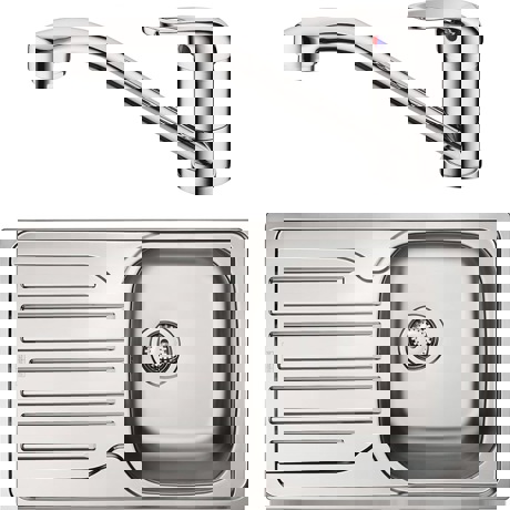 Pachet Franke 101.0570.086 chiuveta inox satinat PXN 611-78 cuva dreapta 101.0250.076, 780x490mm + baterie crom Narew 115.0352.331