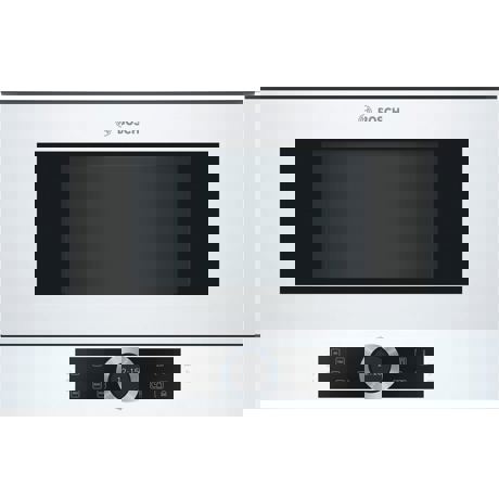 Cuptor cu microunde incorporabil Bosch BFL634GW1, 21 l, 900 W, AutoPilot7, Deschidere stanga, Inverter, sticla alba