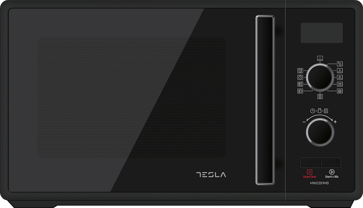 Cuptor cu microunde Tesla MW2391MB, 23L, 900W, 5 trepte putere, Grill, Control digital, Negru