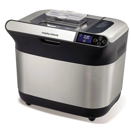 Masina de paine Morphy Richards Premium Plus 502000EERROM, 600 W, 0.9 kg, 19 programe, Display LCD, Negru/inox