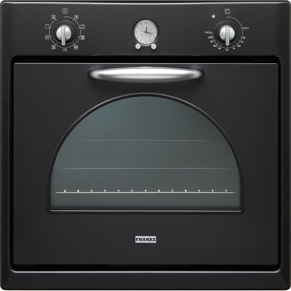 Cuptor incorporabil multifunctional Franke Country CM 85 M BT 116.0525.341, Electric, 66 L, 8+1 programe, Coacere Multi Power, Grill, Control mecanic, Black matt