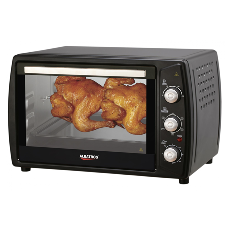 Cuptor electric Albatros A63BRC2, 2200 W, 63 L, Rotisor, Convectie, 6 functii, Semnal sonor, Negru