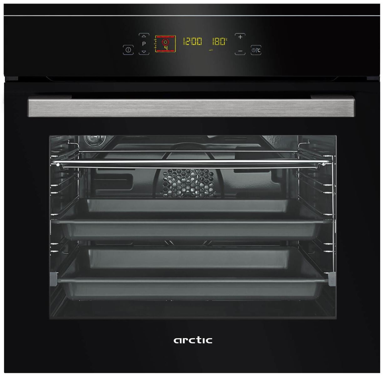 Cuptor incorporabil Arctic AROIM25603X, Electric, 12 Functii, 71 L, A, Rotisor, Catalitic, Control touch, Negru/Inox