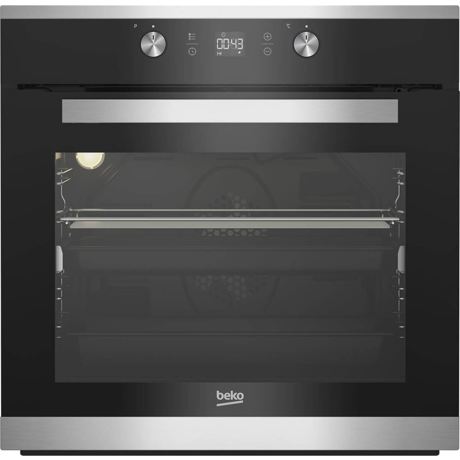 Cuptor incorporabil Beko BIM15300XPS, 71 L, 7 functii de gatire, Grill, Autocuratare pirolitica, Display LED, Control mecanic, Negru / Decor inox