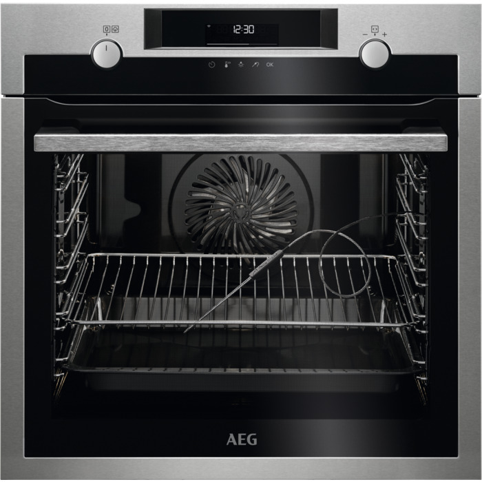 Cuptor incorporabil multifunctional AEG SteamBake BPE558370M, Gatire cu abur, 71 L, 9 functii gatire, Display, Wi-Fi, Senzor gatire, Autocurăţare PYROLUXE®, Inox antiamprenta