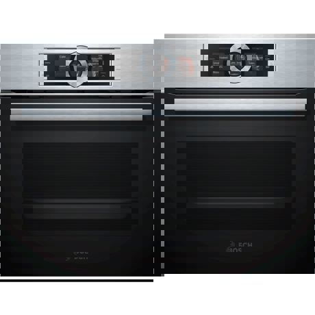 Cuptor incorporabil cu aburi Bosch Serie 8 CSG656BS2, Design compact, Electric, 47 L, 12 functii, Convecție aer 4D, Grill, Display TFT, EcoClean Direct, Blocare copii, Negru/Inox