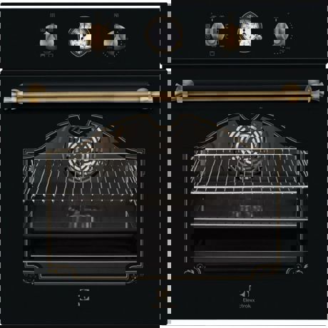 Cuptor incorporabil Electrolux EOA5220AOR, Electric, 72 l, 9 functii, Timer analogic, Retro Negru/Auriu