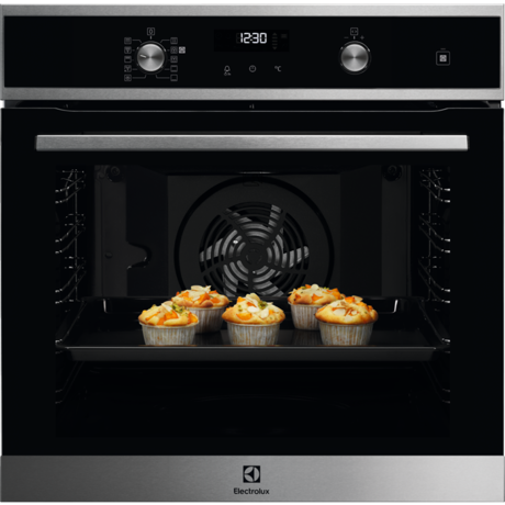 Cuptor incorporabil multifunctional Electrolux SteamBake EOD6P60X, 72L, 9 functii gatire, Autocuratare pirolitica, Afisaj LED, Grill, Inox/Negru