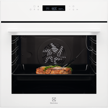 Cuptor incorporabil multifunctional Electrolux EOE7C31V, Electric, 72 L, 11 functii, SenseCook, Autocuratare catalitica, 9 programe automate, Afisaj digital, Control touch, Grill, Convectie; Sonda temperatura, Panel frontal de sticla, Alb
