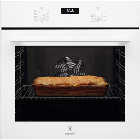 Cuptor incorporabil multifunctional Electrolux EOF5C50V, Electric, 72 L, 8 functii de gatire, SurroundCook, Autocuratare catalitica, Timer cu display electronic, Panel frontal de sticla, Grill, Butoane retractabile, Convectie, Alb