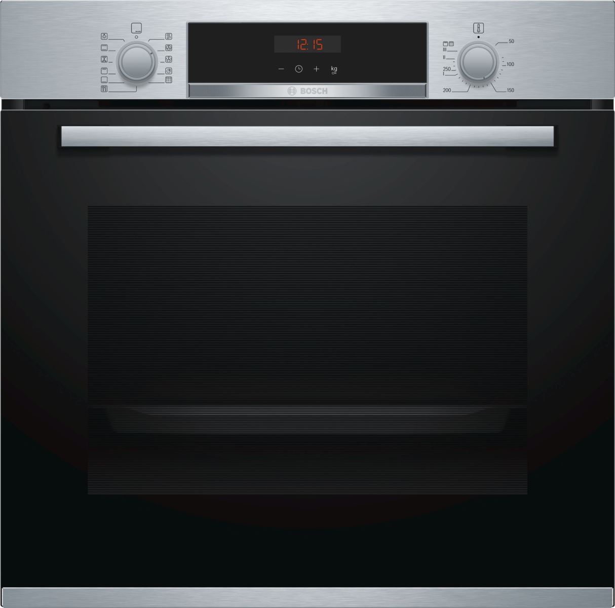 Cuptor incorporabil Bosch HBA574BR00, Multifunctional, 7 functii, 71 l, Afișaj digital, Autocurățare pirolitică, Grill, Porgram pizza, Inox