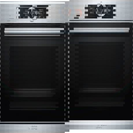 Cuptor incorporabil cu aburi Bosch Serie 8 HSG636XS6, Electric, 71 L, 14 functii, Convecție aer 4D, Grill, Display TFT, EcoClean Direct, Home Connect, Blocare copii, Inox