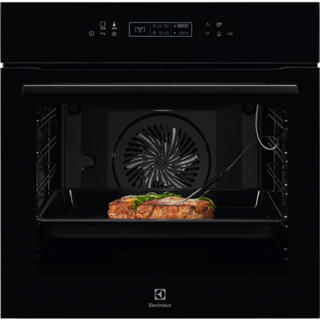 Cuptor incorporabil multifunctional Electrolux KOE8P81Z, Electric, 71 L, 17 functii, Convectie, Autocuratare pirolitica, Touch control, Panel frontal cu insertie de sticla, Afisaj digital,Retete predefinite, Grill; Sonda temperatura, Negru