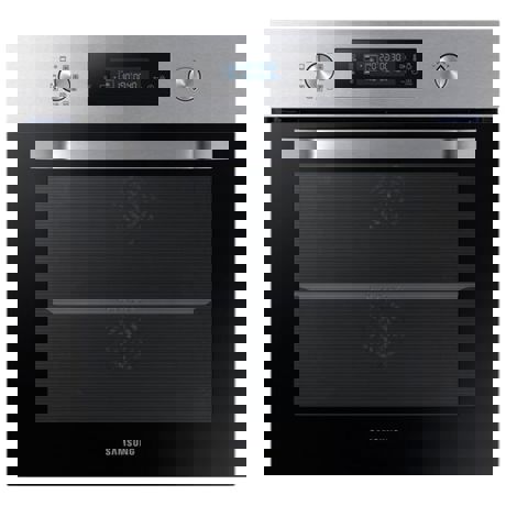 Cuptor incorporabil Samsung NV66M3531BS, Electric, Dual Cook, 66 l, Curățare catalitică, LED display albastru, Butoane retractabile, Inox