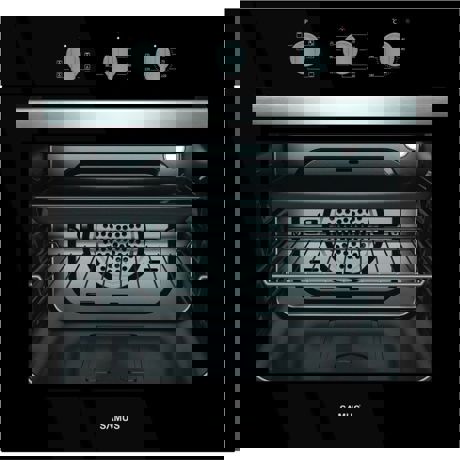 Cuptor incorporabil Samus SC618TGV, Electric, 58 L, 7 functii, Grill, Timer, Ventilaţie tangenţială de răcire, Iluminare interioară, Mâner metalic, Butoane ergonomice, Negru