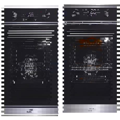 Cuptor incorporabil Samus SC626GDX9, Electric, 75 L, 9 functii, Display digital, Semi grill, Funcție pizza, Ghidaje interioare, Clasă energetică A, Indicator de gătire, Negru