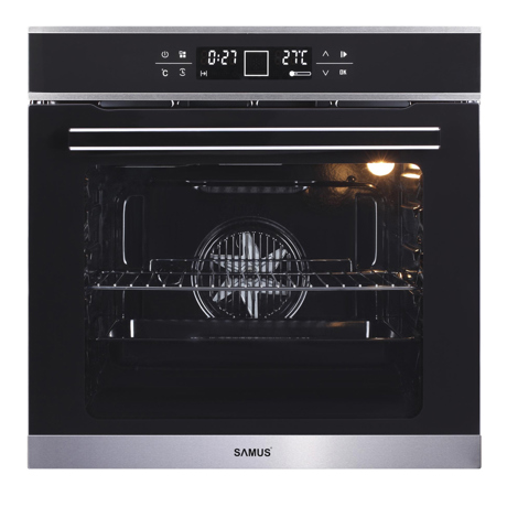 Cuptor incorporabil Samus SC627GDX10, Electric, 75 L, 10 functii, Full Touch Control, Grill, Funcție pizza, Ghidaje interioare, Clasă energetică A, Indicator de gătire, Negru