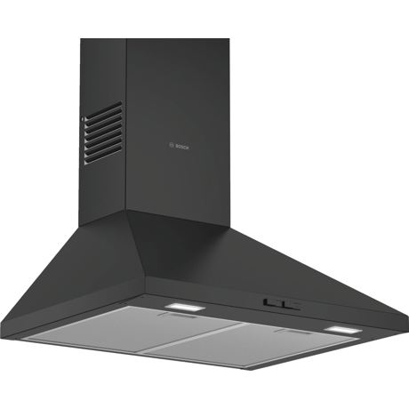 Hota Bosch Serie 2 DWP64BC60, Semineu conica, 60 cm, max 360 m3/h, Taste push, 3 trepte de putere, Neagra