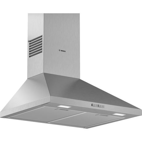 Hota Bosch Serie 2 DWP66BC50, Semineu conica, 60 cm, max 570 m3/h, Taste push, 3 trepte de putere, Inox