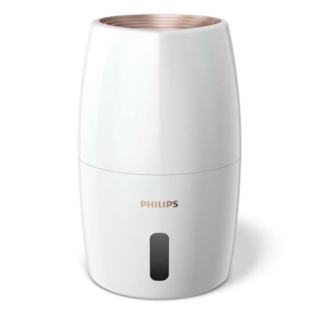 Umidificator aer Philips HU2716/10, 200 ml/h, Tehnologie NanoCloud, Senzor umiditate, Rezervor 2 L, 3 setari umiditate, Pana la 32 m2, Alb/roz auriu