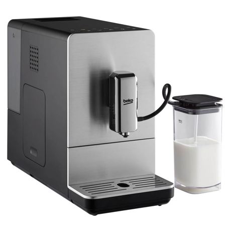 Espressor automat Beko CEG5331X, 19 bari, 1.5 L, 1350 W, Display LED Touch, Programe de auto-curatare, Recipient lapte, Rasnita integrata, Inox