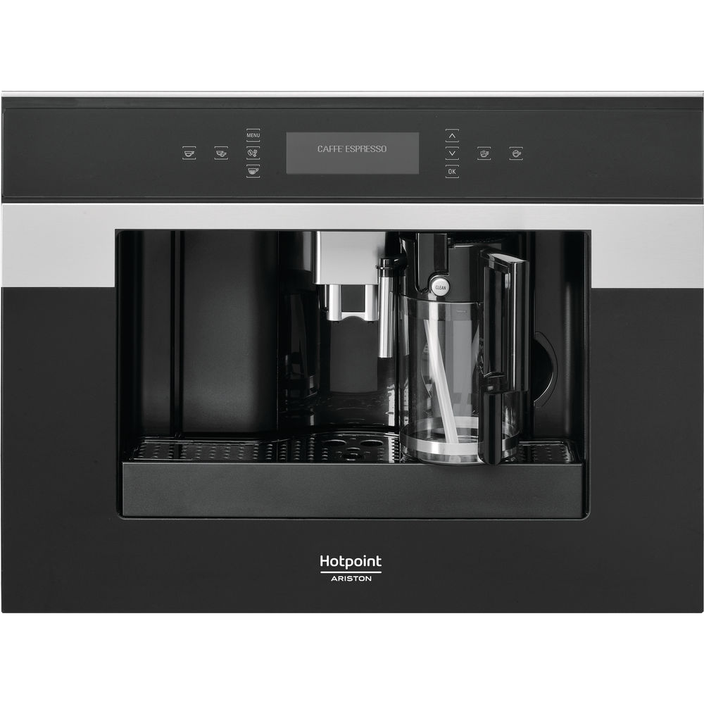 Espressor incorporabil Hotpoint CM 9945 HA, 1.8 l, Control electronic, Display touch control, Inox cu sticla neagra