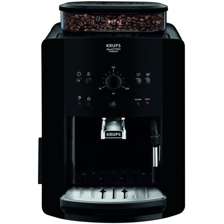 Espressor automat Krups Arabica EA811010, 1450 W, 15 bari, Râşniţă de cafea metalică, 1.7 L, Duză de abur, Negru