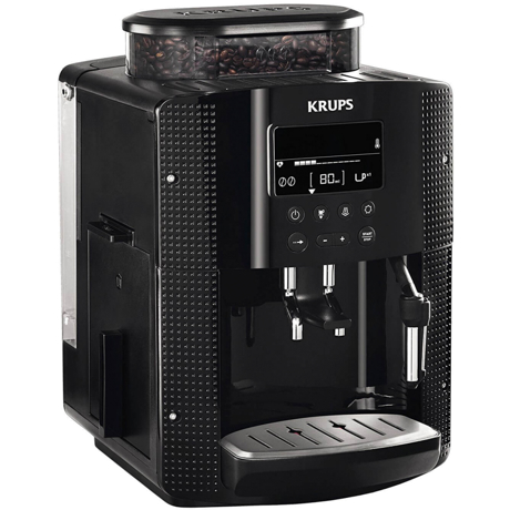 Espressor automat Krups Essential EA815070, 1450 W, 15 bari, Râşniţă de cafea metalică, 1.7 L, Display LCD, Duză de abur, Negru