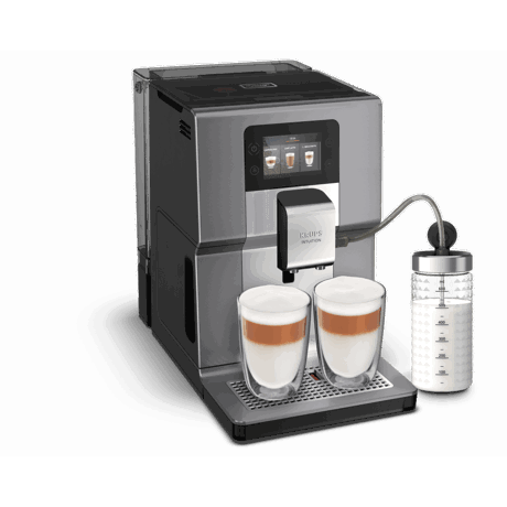 Espressor automat KRUPS Intuition Preference+ EA875E10, 15 bari, 3 L, 15 bauturi, Ecran tactil, Accesoriu pentru lapte, Negru/argintiu