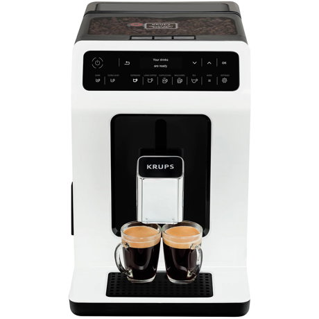 Espressor automat Krups Essential EA890110, 15 bari, Rasnita metalica, 2.3 L, Display, Alb