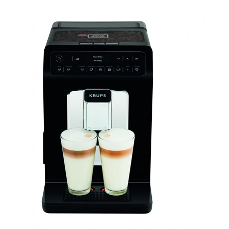 Espressor automat Krups EA890810, 1450 W, 15 bar, 2.3 L, Rasnita metalica, 15 bauturi, Ecran tactil, Negru