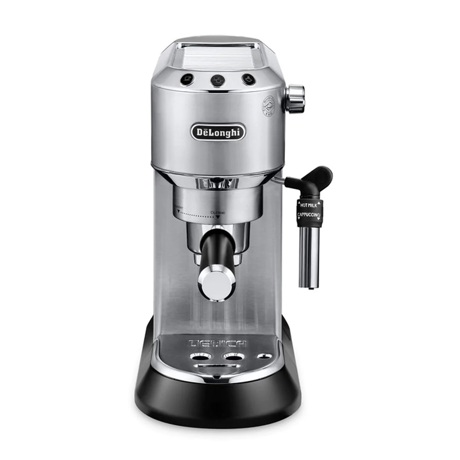 Espressor manual DeLonghi Dedica Style EC685.M, 1300W, 15 bar, Oprire automată, Sistem manual de spumare a laptelui, Argintiu