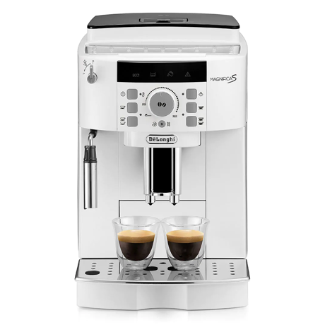 Espressor automat DeLonghi Magnifica S ECAM 22.110.W, 1450W, 15 bar, Oprire automată, Sistem Cappuccino, Alb