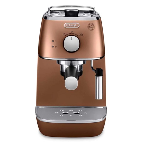 Espressor manual DeLonghi Distinta ECI341 CP, 1100W, 15 bar, Oprire automată, Sistem manual de spumare a laptelui, Cupru