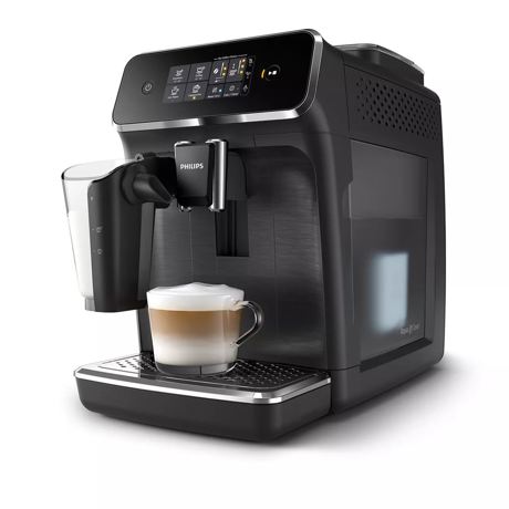 Espressor complet automat Philips EP2232/40, 3 băuturi, 15 bar, 1.8 L, 12 setări de măcinare, Recipient lapte 0.26 L, Afişaj tactil, Filtru AquaClean, Aroma Seal, Negru