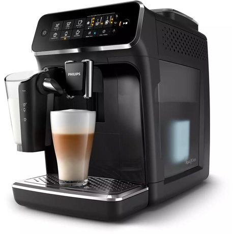 Espressor complet automat Philips EP3241/50, 5 băuturi, 15 bar, 1.8 L, 12 setări de măcinare, Recipient lapte 0.26 L, Afişaj tactil, Filtru AquaClean, Aroma Seal, Negru