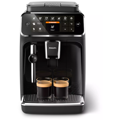 Espressor complet automat Philips EP4321/50, 5 băuturi, 15 bar, 1.8 L, 12 setări de măcinare, Sistem clasic de spumare a laptelui, Display TFT, Filtru AquaClean, Aroma Seal, Negru lucios
