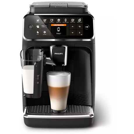 Espressor complet automat Philips EP4341/50, 8 băuturi, 15 bar, 1.8 L, 12 setări de măcinare, LatteGo, Display TFT, Rezervor lapte, Aroma Seal, Negru lucios