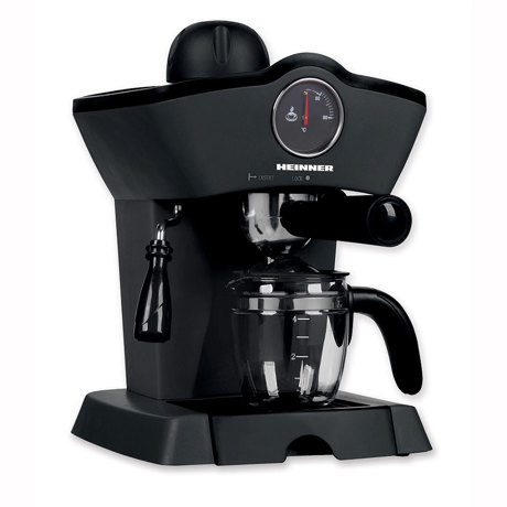 Espressor manual Heinner Retro effect HEM-200BK, 3.5 bari, 0,24 L, Control mecanic, Cana sticla , Negru