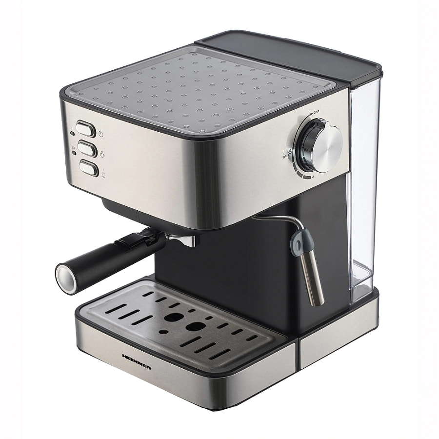 Espressor manual Heinner HEM-B2016BKS, 20 bari, 1.6 L, Protectie supraincalzire, Mentinere la cald, Gri