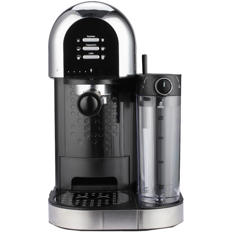 Espressor manual Heinner Coffee Dreamer HEM-DL1470BK, 20 bari, 1.7 L, Rezervor lapte 0,5 L, 6 bauturi, Argintiu/Negru
