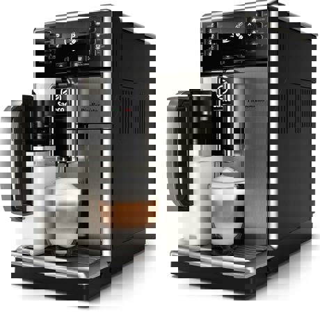 Espressor automat Philips Saeco PicoBaristo SM5473/10, 10 băuturi, 15 bari, Carafă pentru lapte integrată 0.5 L, 10 optiuni de măcinare, Negru/Inox
