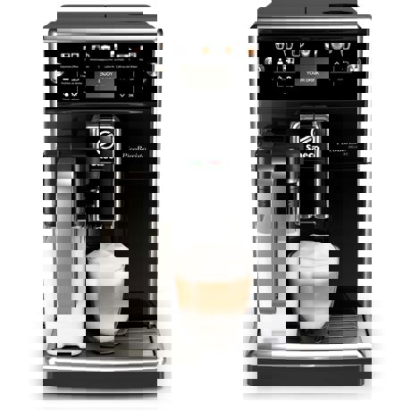 Espressor automat Philips Saeco PicoBaristo Deluxe SM5570/10,15 bari, Latte Perfetto, 12 setări măcinare, 5 setări intensitate,13 băuturi, Filtru AquaClean, Recipient lapte 0.5 L, Rezervor apa 1.7 L, Opţiune cafea măcinată, Display LCD, Negru lucios