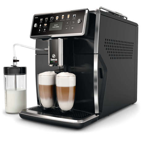 Espressor automat Philips Saeco Xelsis SM7580/00, 15 bari, Latte Perfetto, 12 setări măcinare, 5 setări intensitate,12 băuturi, Filtru AquaClean, 2 ceşti, Recipient lapte 0.6 L, Rezervor apa 1.7 L, Opţiune cafea măcinată, Negru lucios