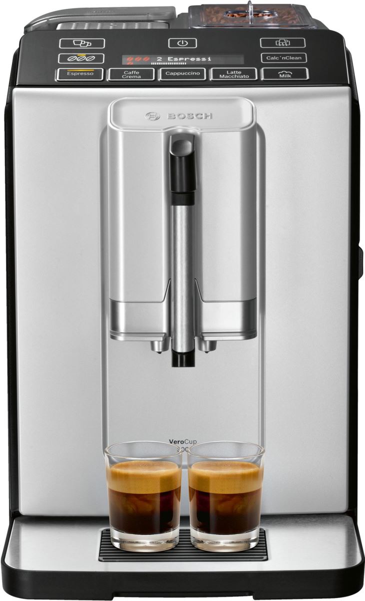 Espressor automat Bosch VeroCup TIS30321RW 1300W, 15 Bar, 1.4 l, MilkMagic Pro, Rasnita ceramica, Argintiu