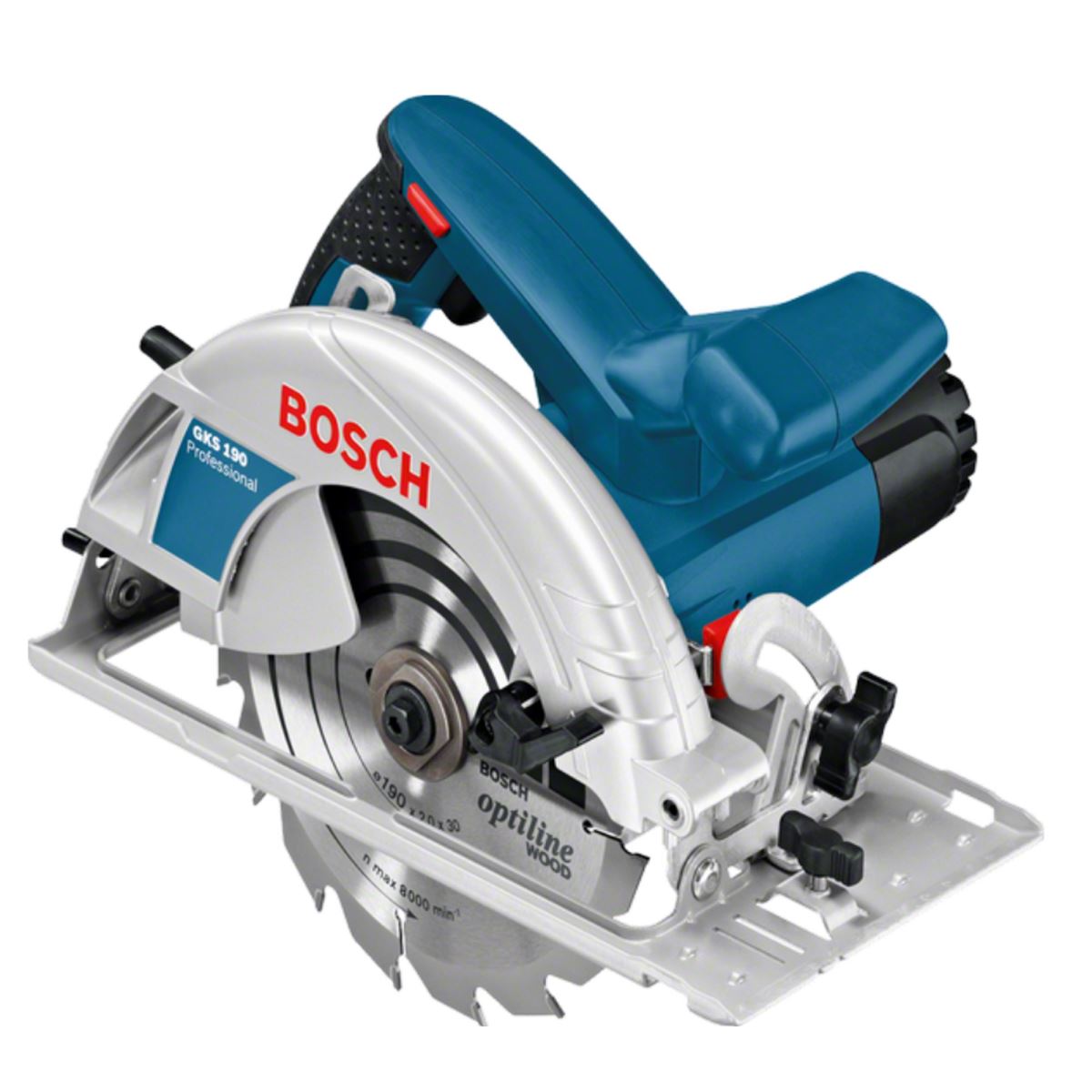 Fierăstrău circular Bosch Profesional GKS 190, 1400 W, 5500 rpm, Diametru pânză 190 mm, Albastru, 0601623000